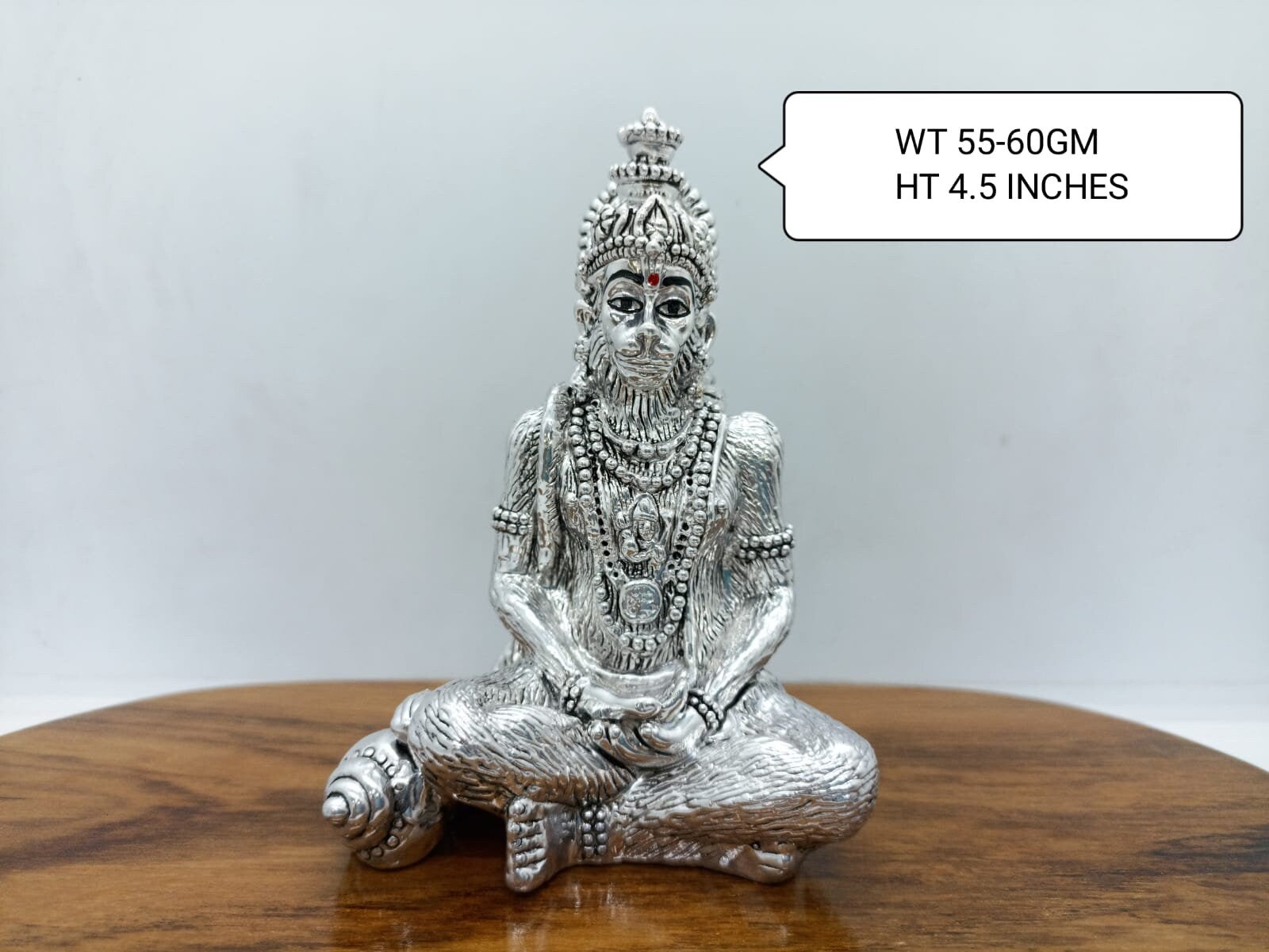 999 Fine Silver Hollow Lord Hanuman Small Statue, best for Puja