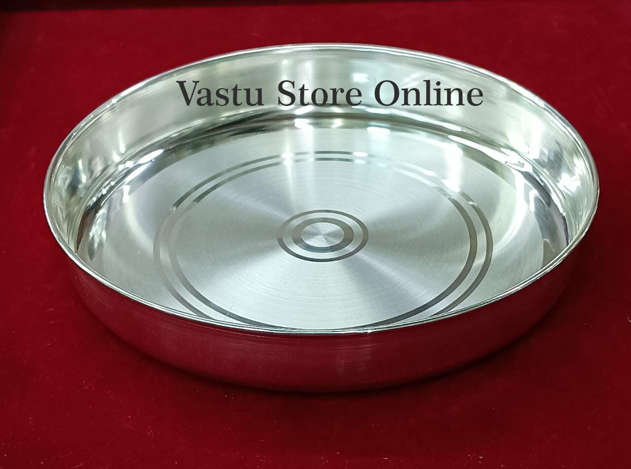 999 Fine Pure Silver Handmade solid Plan Thali, Plate/ Tray for Meal, Pooja - 11 Inch approx 475+ gram approx