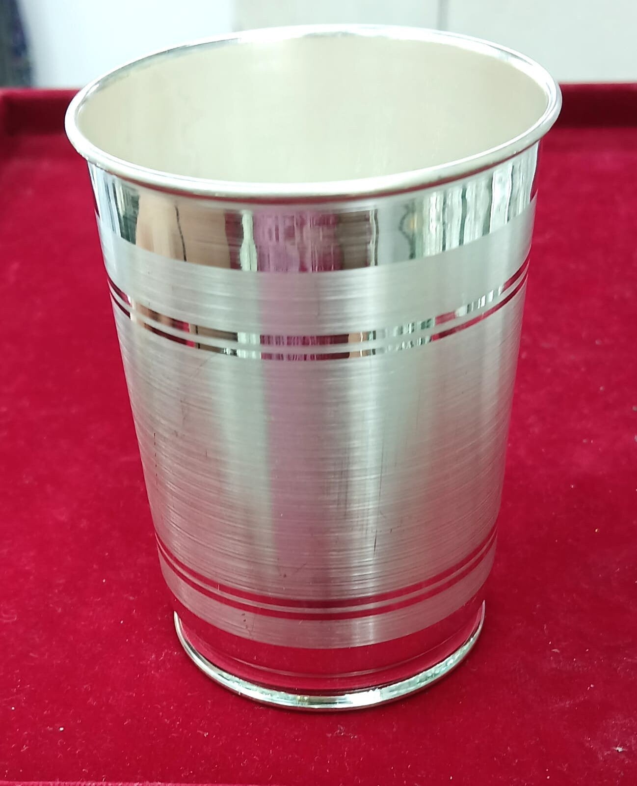 999 fine pure silver glass tumbler handmade water / milk / cup gifting silver utensils or silver vessel - 3 inch size, 36 gram approx