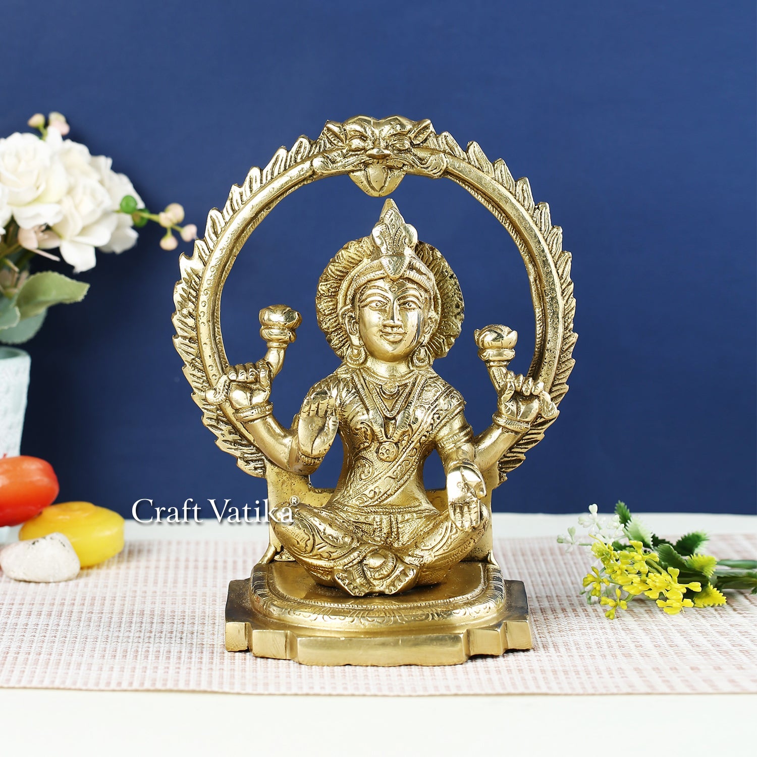 Goddess Lakshmi Sitting Posture Brass Idol Lbs122