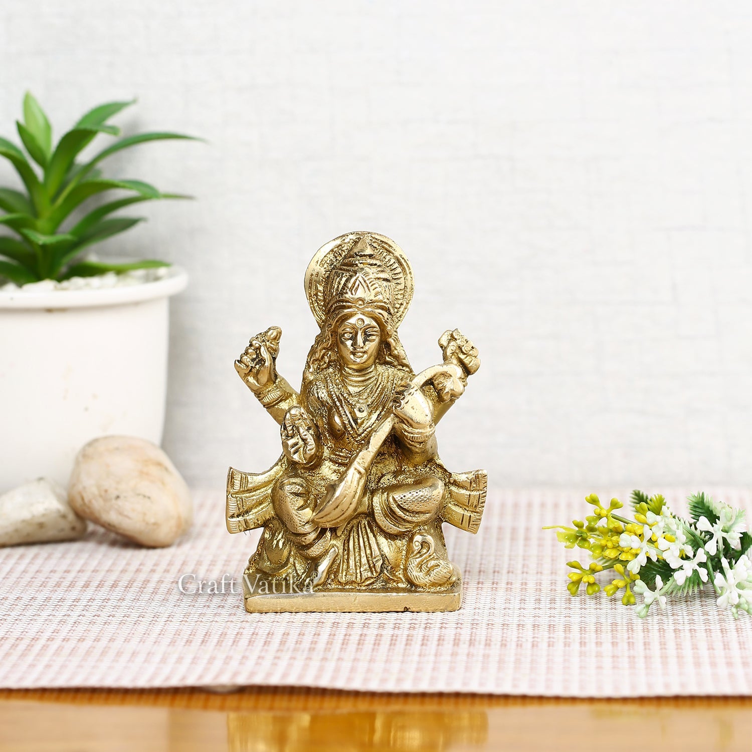 Goddess Saraswati Brass Statue For Puja Sbs106