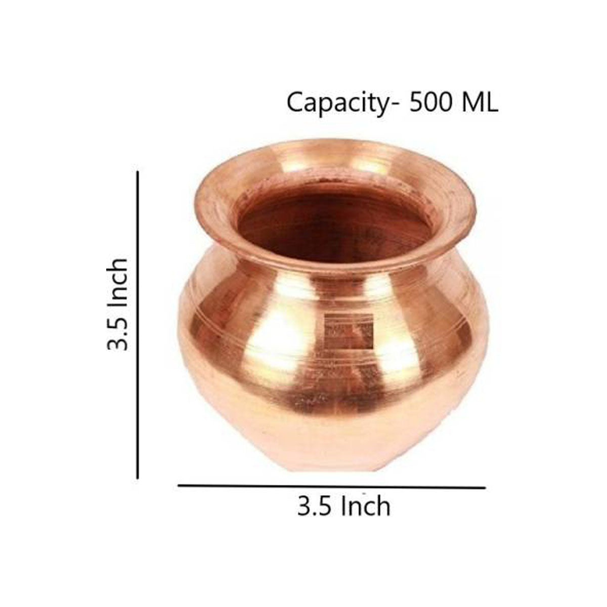 Copper Kalash Lota for Puja patra (3.5 Inch_500ml) Copper Kalash (Height: 3.5 inch, Brown) use for Pooja or Drinking