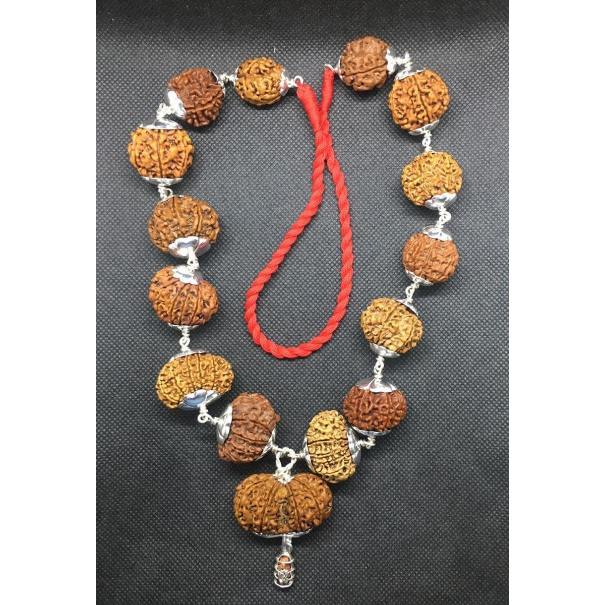 1-14 Mukhi, Ganesh, Gaurishankar Nepali Rudraksha Siddha Mala in Pure Silver, Nepal Origin Collector Size Heavy Quality Beads Lab Certified