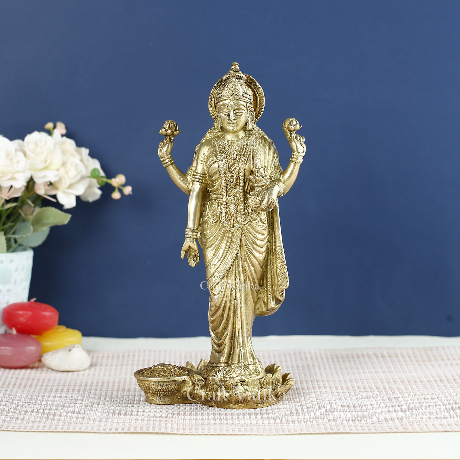 Goddess Lakshmi Standing Posture Brass Idol Lbs121